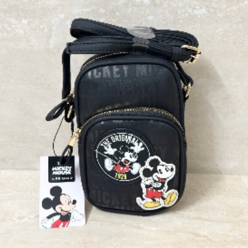 Disney Mickey Mouse Patchwork Crossbody Bag Cell Phone Holder